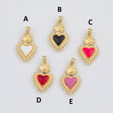 18K Gold PVD Sacred Heart Charms 16x26mm s White Gold Charms - Tarnish Resistant