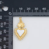 18K Gold PVD Sacred Heart Charms 16x26mm s White Gold Charms - Tarnish Resistant