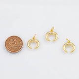 18K Gold PVD Horn Charm 13x13mm s White Gold Charms - Tarnish Resistant