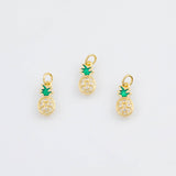 18K Gold PVD Pineapple Fruit Charm 6x13mm s White Gold Charms - Tarnish Resistant