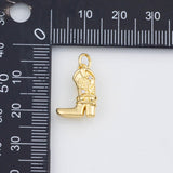 18K Gold PVD Cowboy Cowgirl Boots Country Western Charm 16x12mm s Cowgirl Boots Charms - Tarnish Resistant