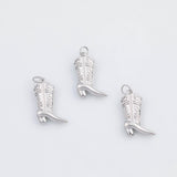 18K Gold PVD Cowboy Cowgirl Boots Country Western Charm 18x15mm s White Gold Charms - Tarnish Resistant