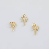 18K Gold PVD Palm Tree Coconut Tree Charm 11x14mm s White Gold Charms - Tarnish Resistant
