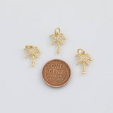 18K Gold PVD Palm Tree Coconut Tree Charm 11x14mm s White Gold Charms - Tarnish Resistant