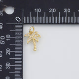 18K Gold PVD Palm Tree Coconut Tree Charm 11x14mm s White Gold Charms - Tarnish Resistant