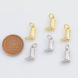 18K Gold PVD Cowboy Boots Country Western Charm 12x8mm s White Gold Charms - Tarnish Resistant