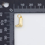 18K Gold PVD Cowboy Boots Country Western Charm 12x8mm s White Gold Charms - Tarnish Resistant
