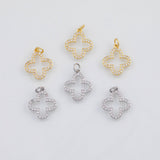 18K Gold PVD Flower White Gold Charms - Tarnish Resistant