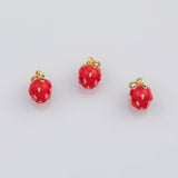 18K Gold PVD Strawberry Fruit Charm 8x12mm s White Gold Charms - Tarnish Resistant