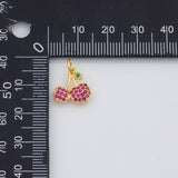 18K Gold PVD Cherry Cherries Fruit Charms 13x12mm s White Gold Charms - Tarnish Resistant
