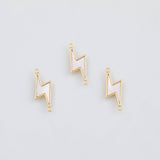 18K Gold PVD lightning bolt connector charms mother of pearl thunder bolt pendant dainty charm earring 8x18mm - Tarnish Resistant