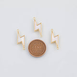 18K Gold PVD lightning bolt connector charms mother of pearl thunder bolt pendant dainty charm earring 8x18mm - Tarnish Resistant