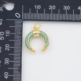 18K Gold PVD Turquoise Horn 16x19mm s White Gold Charms - Tarnish Resistant