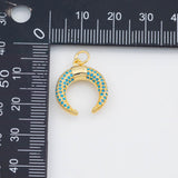 18K Gold PVD Turquoise Horn 16x19mm s White Gold Charms - Tarnish Resistant