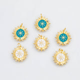 18K Gold PVD Enamel Compass Charm s White Gold Charms - Tarnish Resistant