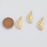 18K Gold PVD Lemon Watermelon Slices Fruit Charm 9x17mm s White Gold Charms - Tarnish Resistant