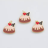 18K Gold PVD Enamel Hot Fudge Sunday Ice Cream Cake Charm Icecream 19x19mm s - Tarnish Resistant
