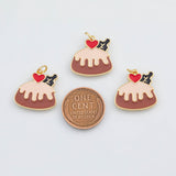 18K Gold PVD Enamel Hot Fudge Sunday Ice Cream Cake Charm Icecream 19x19mm s - Tarnish Resistant