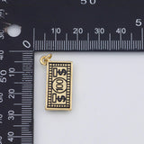 18K Gold PVD Dollar Bill Money Charm 100 Dollars 12x23mm s Gold Charms - Tarnish Resistant