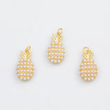 18K Gold PVD Pineapple Pearl Fruit Charm 12x23mm s White Gold Charms - Tarnish Resistant