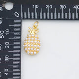 18K Gold PVD Pineapple Pearl Fruit Charm 12x23mm s White Gold Charms - Tarnish Resistant