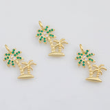18K Gold PVD Palm Tree Coconut Tree Charm 15x25mm s White Gold Charms - Tarnish Resistant
