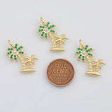 18K Gold PVD Palm Tree Coconut Tree Charm 15x25mm s White Gold Charms - Tarnish Resistant