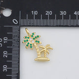 18K Gold PVD Palm Tree Coconut Tree Charm 15x25mm s White Gold Charms - Tarnish Resistant
