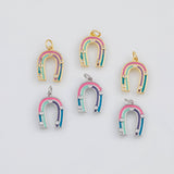 18K Gold PVD Enamel Horseshoe Charm 12x17mm s White Gold Charms - Tarnish Resistant