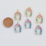 18K Gold PVD Enamel Horseshoe Charm 12x17mm s White Gold Charms - Tarnish Resistant