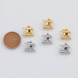 18K Gold PVD College Graduation Hat Mortarboard s White Gold Charms - Tarnish Resistant