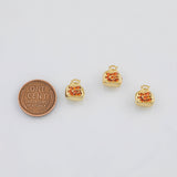 18K Gold PVD Pomegranate Fruit Bead Charms 10x10mm s White Gold Charms - Tarnish Resistant