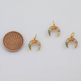 18K Gold PVD Horn Multicolor Charm 10x10mm s White Gold Charms - Tarnish Resistant