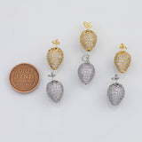 18K Gold PVD Strawberry Grape Fruit Charm 9x19mm s White Gold Charms - Tarnish Resistant