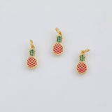 18K Gold PVD Pineapple Fruit Charm 6x14mm s White Gold Charms - Tarnish Resistant