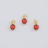 18K Gold PVD Strawberry Fruit Charm 7x11mm s White Gold Charms - Tarnish Resistant