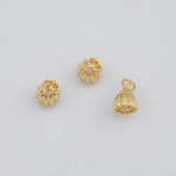 18K Gold PVD Lotus Plant Fruit Charm s White Gold Charms - Tarnish Resistant