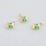 18K Gold PVD Green Cy Wrapper Charm 3x12mm s White Gold Charms - Tarnish Resistant