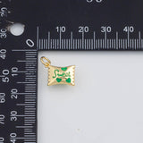18K Gold PVD Green Cy Wrapper Charm 3x12mm s White Gold Charms - Tarnish Resistant