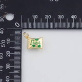18K Gold PVD Green Cy Wrapper Charm 3x12mm s White Gold Charms - Tarnish Resistant