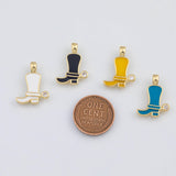 18K Gold PVD Enamel Cowboy Boots Charm 14x20mm s White Gold Charms - Tarnish Resistant
