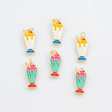 18K Gold PVD Icecream Float Ice Cream in a Cup Sundae 9x21mm s Charms - Tarnish Resistant