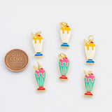 18K Gold PVD Icecream Float Ice Cream in a Cup Sundae 9x21mm s Charms - Tarnish Resistant