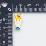 18K Gold PVD Icecream Float Ice Cream in a Cup Sundae 9x21mm s Charms - Tarnish Resistant