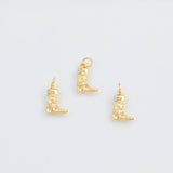 18K Gold PVD 22k Cowboy Boots 7x11mm pendant charms - Tarnish Resistant
