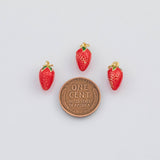 18K Gold PVD Enamel Strawberry Fruit Charm 8x13mm s White Gold Charms - Tarnish Resistant