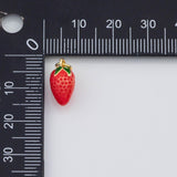 18K Gold PVD Enamel Strawberry Fruit Charm 8x13mm s White Gold Charms - Tarnish Resistant