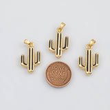 18K Gold PVD Cactus 14x21mm s White Gold Charms - Tarnish Resistant