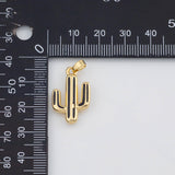 18K Gold PVD Cactus 14x21mm s White Gold Charms - Tarnish Resistant
