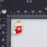 18K Gold PVD Christmas Stockings Socks 13x15mm s White Gold Charms - Tarnish Resistant